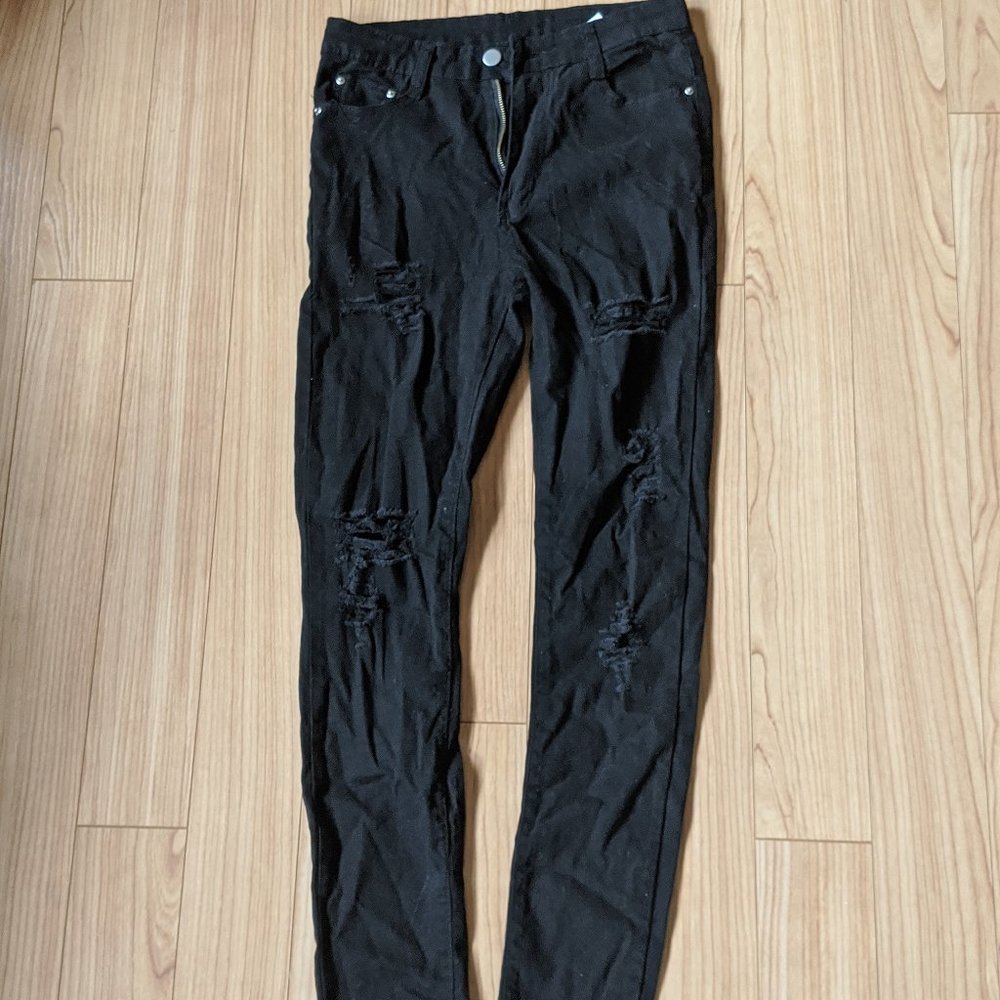 black ripped jeans